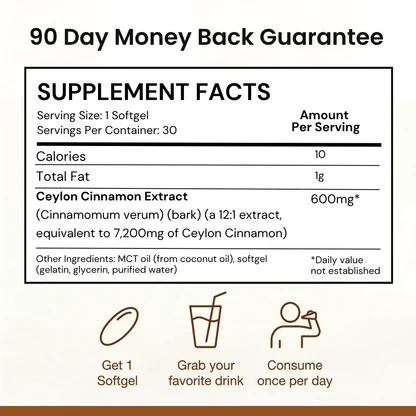 Ceylon Cinnamon 7200mg Equivalent with MCT Oil